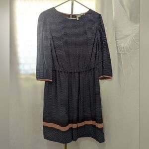 Boden Navy and Pink Midi Dress Size 12
